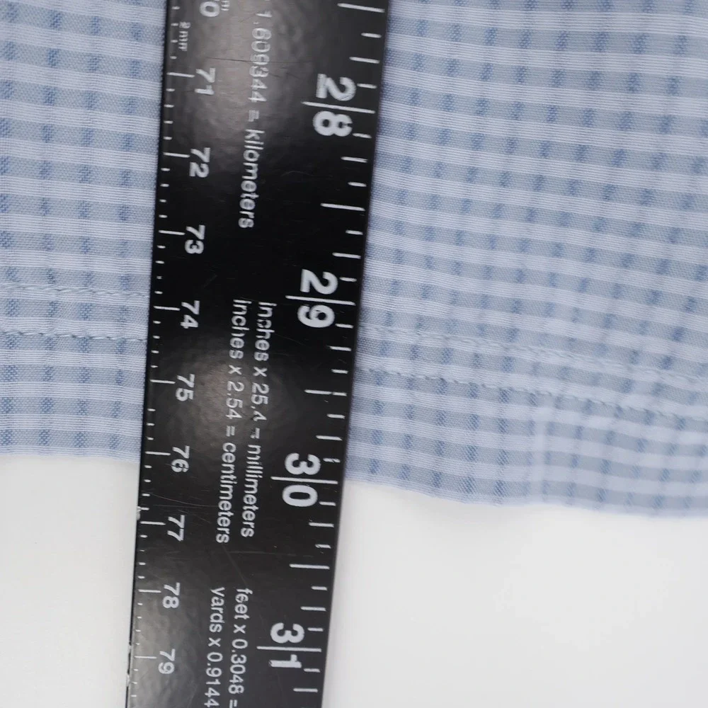 The North Face Check Short Sleeve Button Down Shirt‎ Blue Mens Large Modal Blend